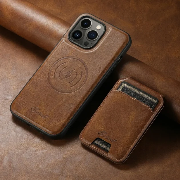 غطاء الجلد الفاخر مع حامل بطاقات